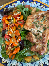 Crisp Chicken with Vegetables and Garden Salad